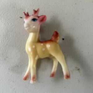 Vintage Mid Century Plastic Christmas Reindeer Figurine Decoration Retro
